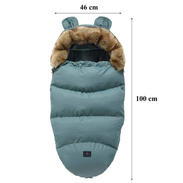 Eren/ Detský fusak na zimu  do kočíka s kožušinkou Smaragdovo zelený   / vak na spanie pre deti  100 CM - Image 2