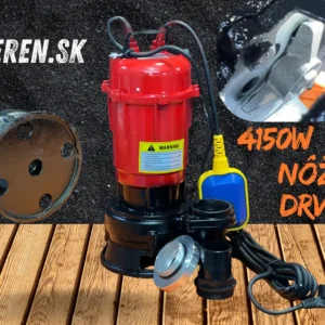 Profesionálne  ponorné kalové čerpadlo s nožom , drvičom a plavákom  – 4150W, liatina, 2″ vývod